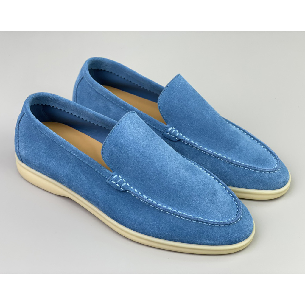 Loro Piana Summer Walk Loafers In Blue - DopestKickz