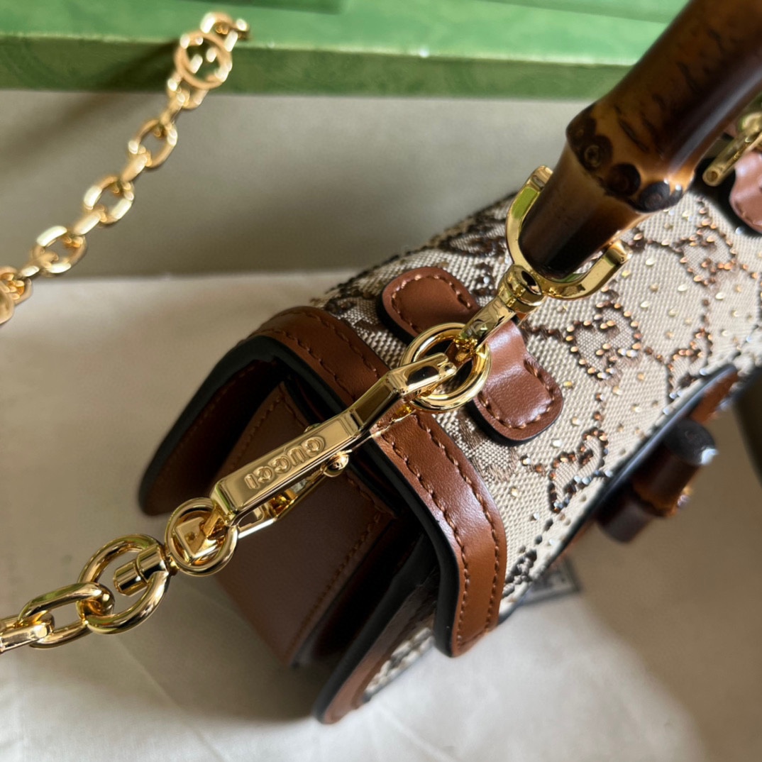 Gucci Bamboo 1947 Mini Top Handle Bag(17-12.5-8cm)   - DopestKickz