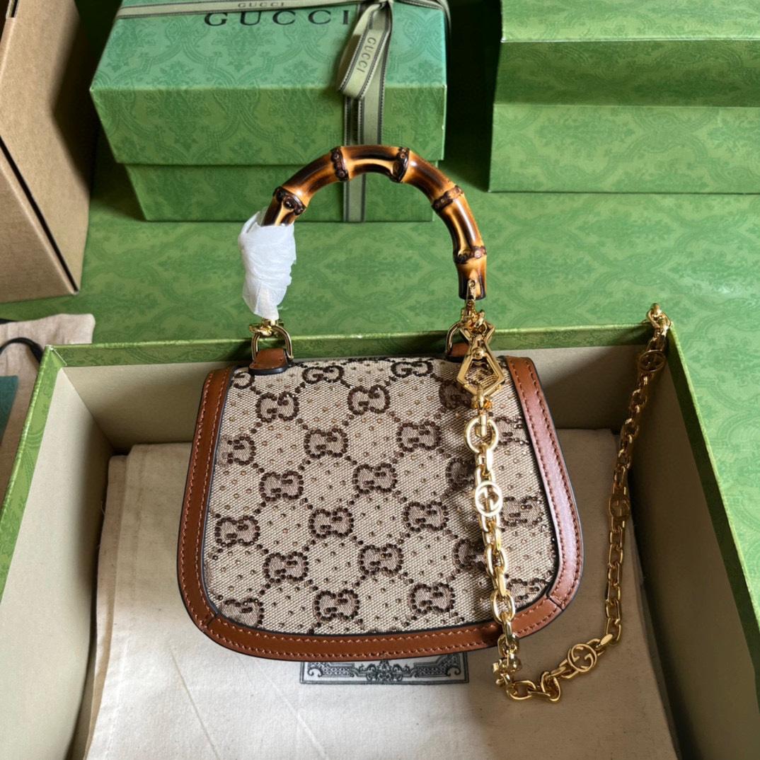 Gucci Bamboo 1947 Mini Top Handle Bag(17-12.5-8cm)   - DopestKickz