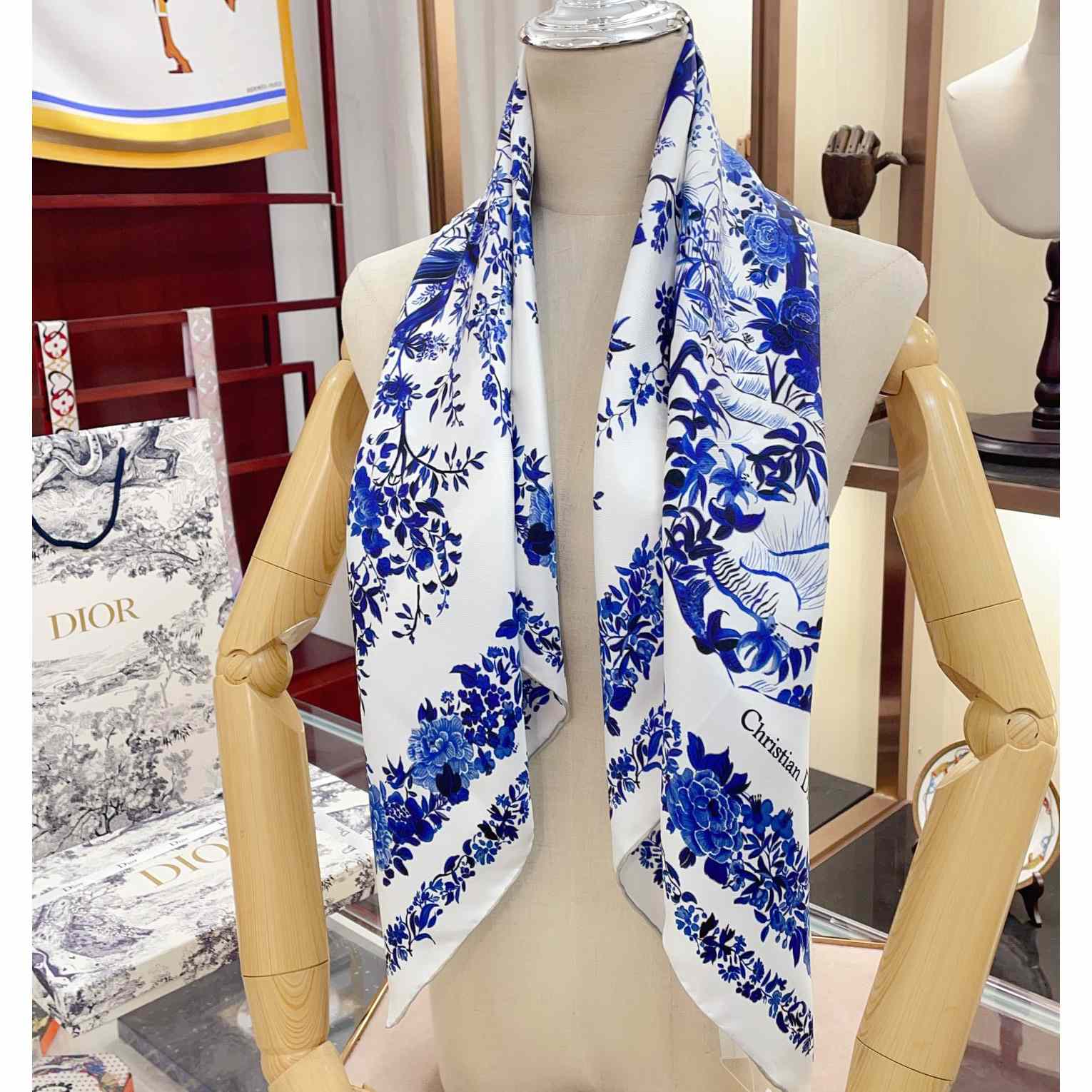 Dior Jardin d'Hiver 90 Square Scarf - DopestKickz