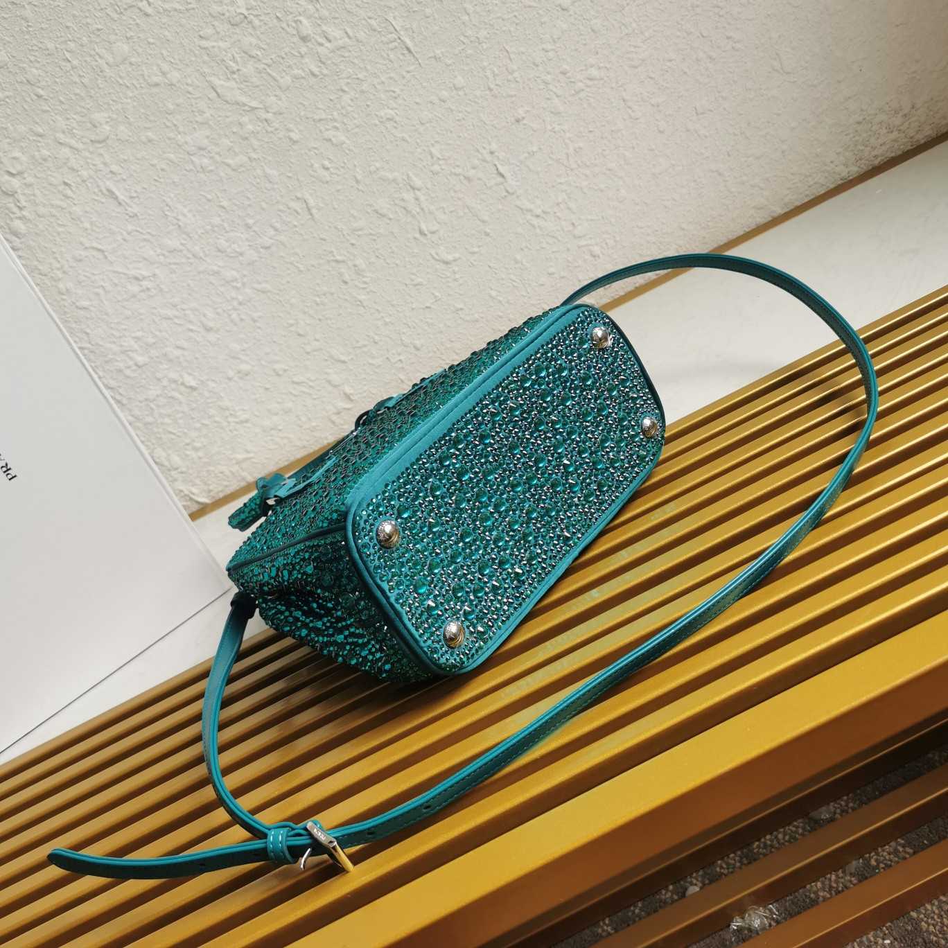 Prada Galleria satin Mini-Bag With Crystals - DopestKickz