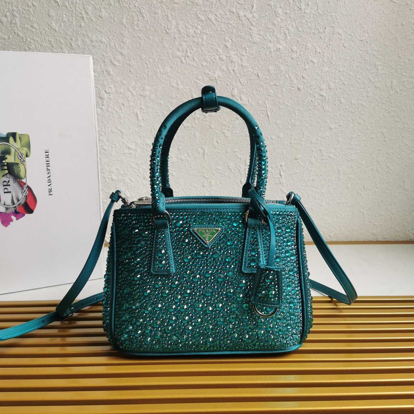 Prada Galleria satin Mini-Bag With Crystals - DopestKickz