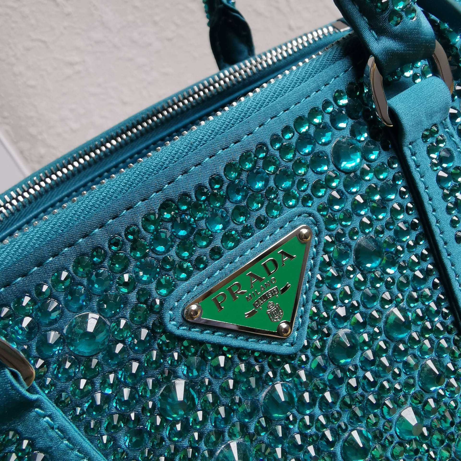 Prada Galleria satin Mini-Bag With Crystals - DopestKickz