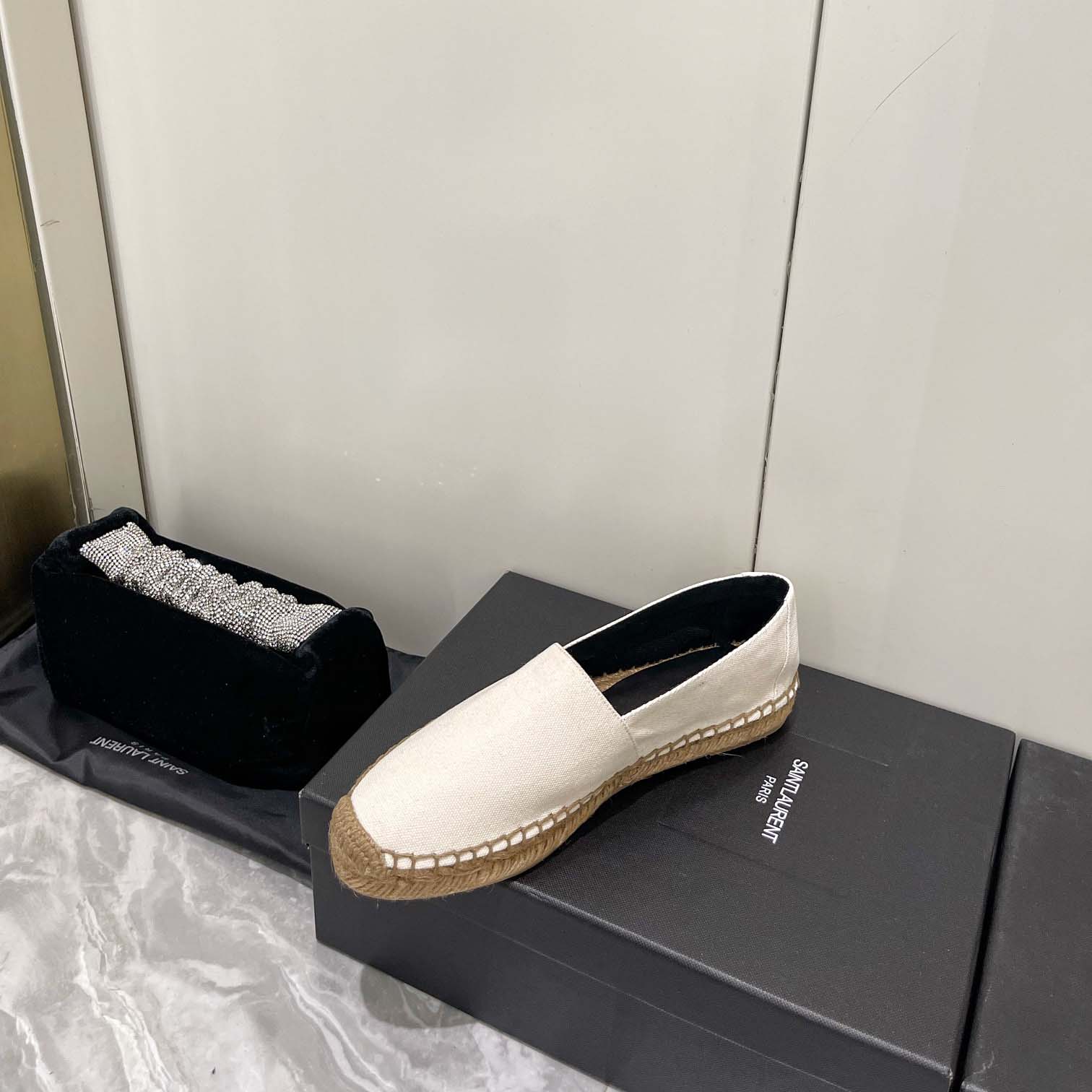 Saint Laurent Cassandre Embroidered Espadrilles In Canvas - DopestKickz