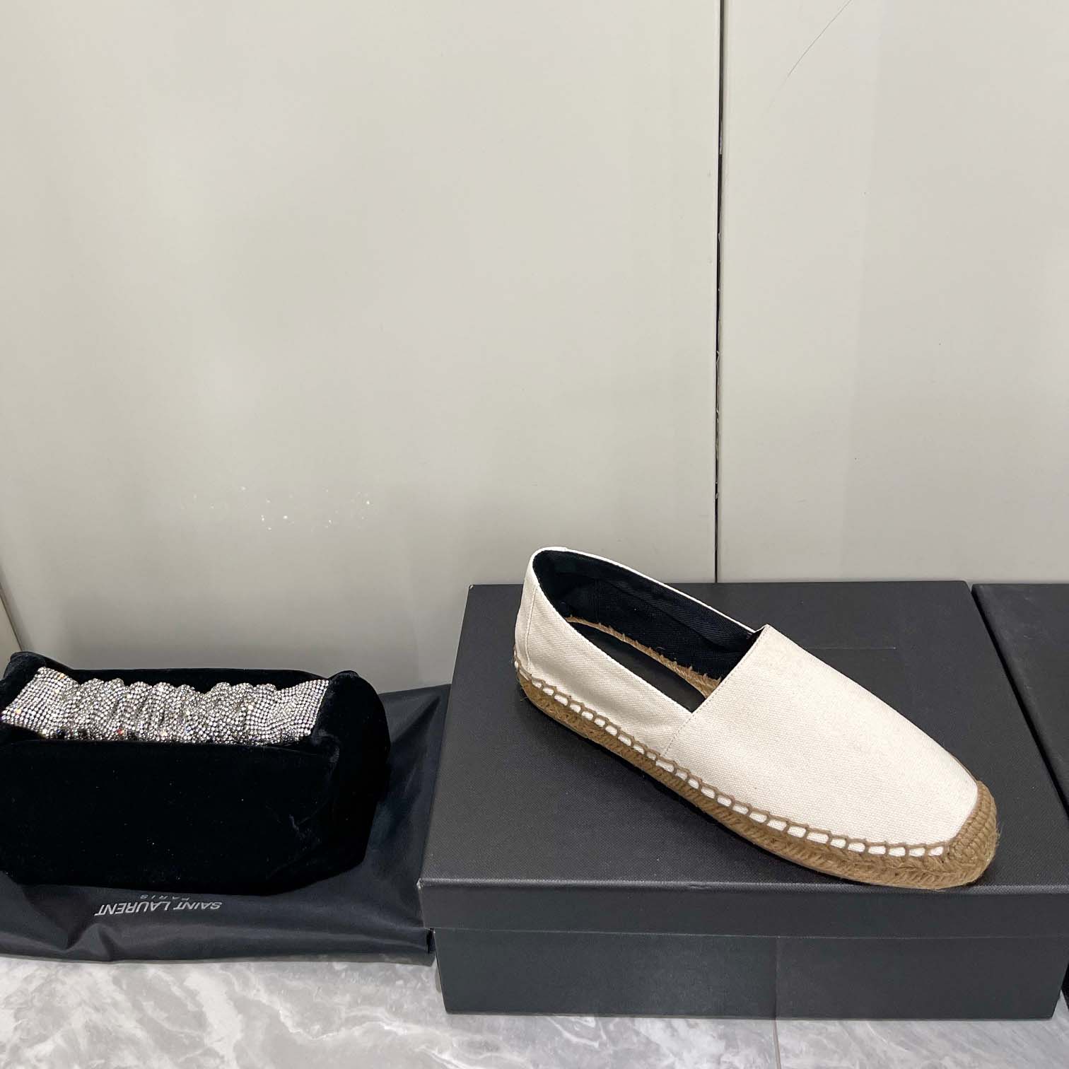 Saint Laurent Cassandre Embroidered Espadrilles In Canvas - DopestKickz