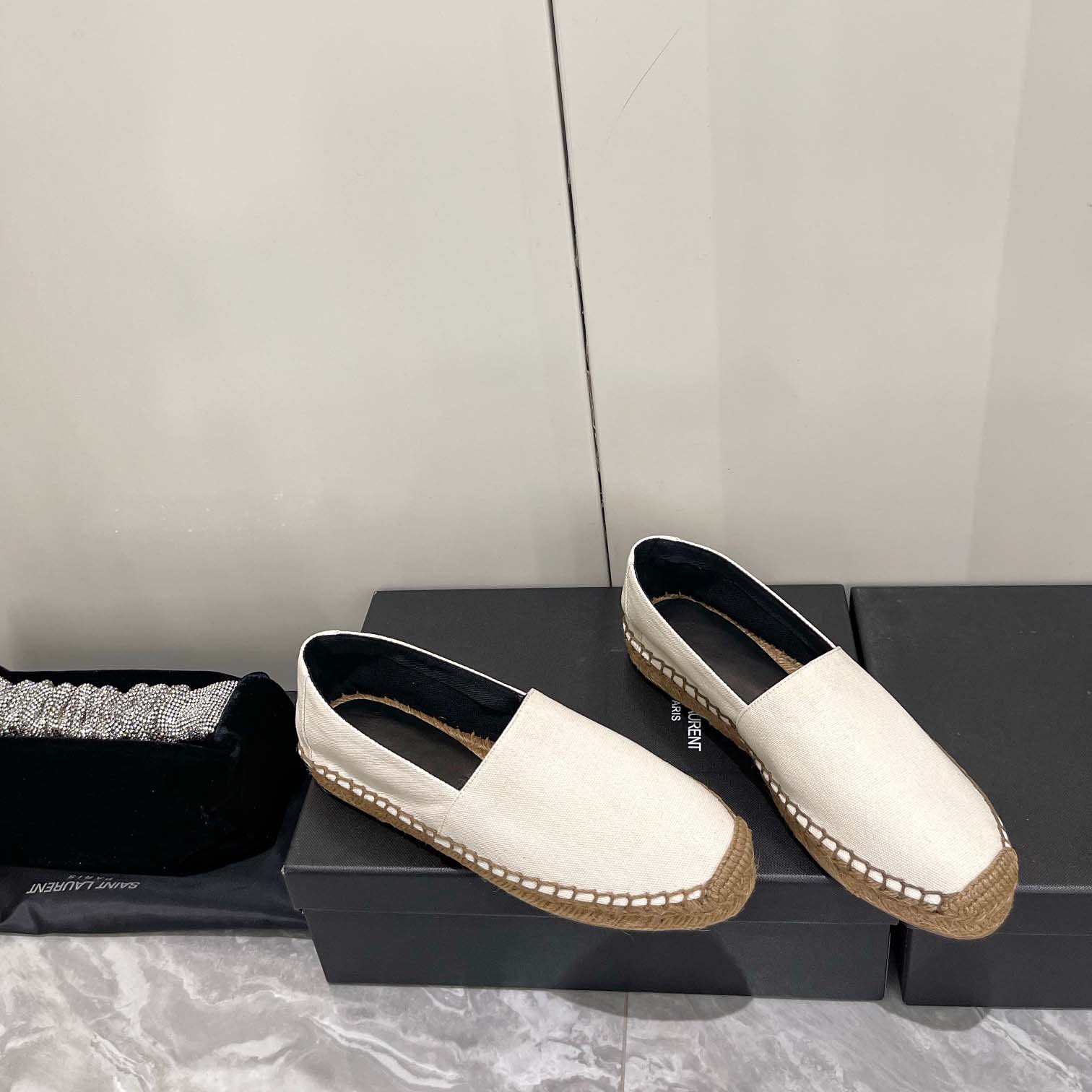 Saint Laurent Cassandre Embroidered Espadrilles In Canvas - DopestKickz
