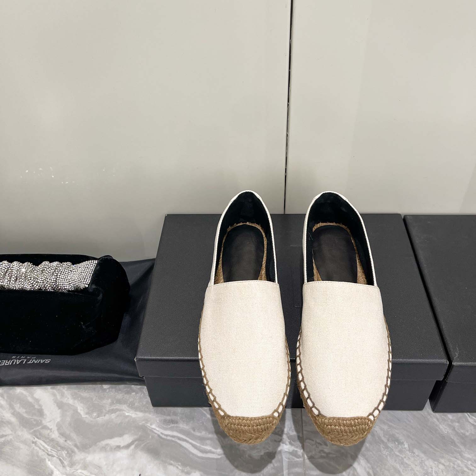 Saint Laurent Cassandre Embroidered Espadrilles In Canvas - DopestKickz