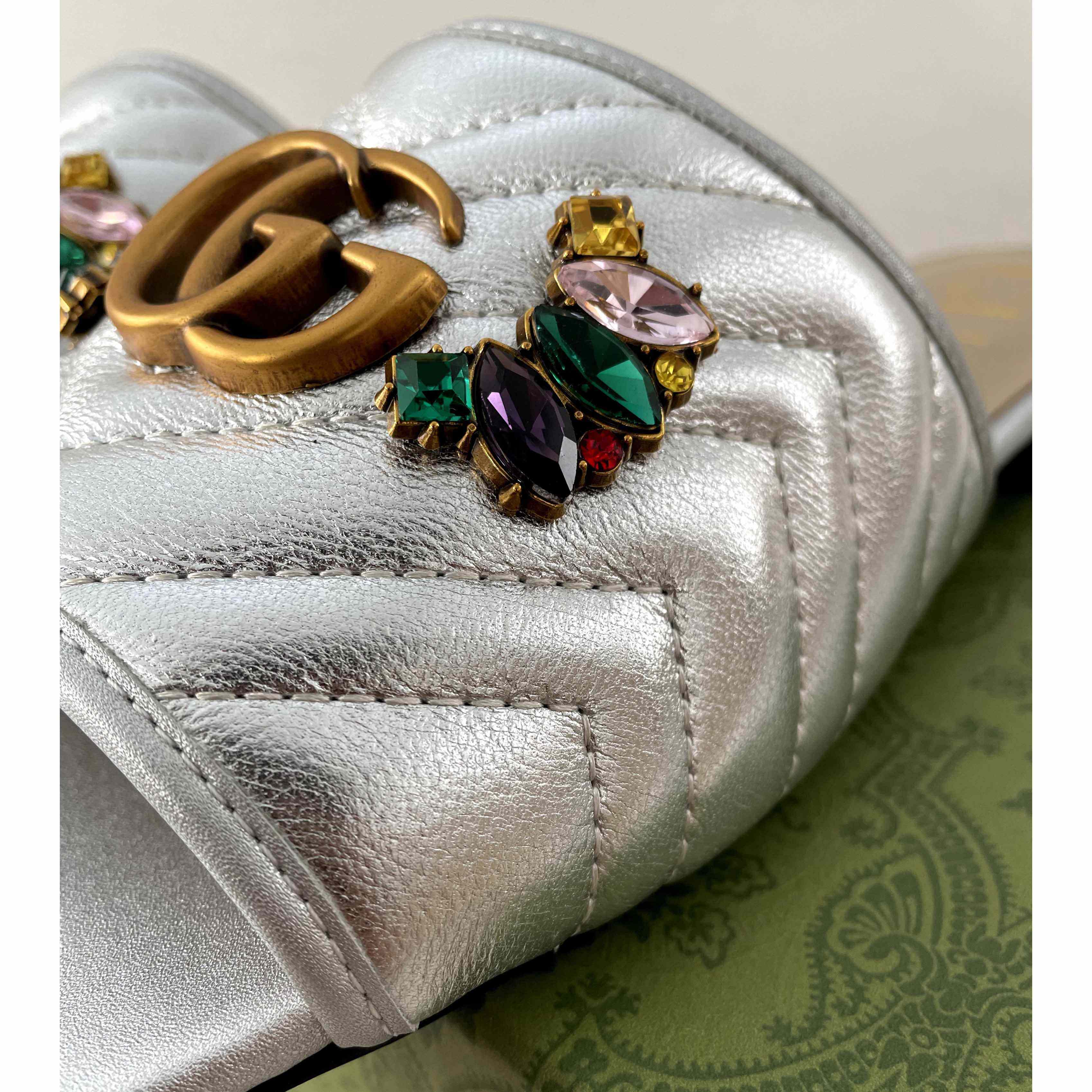 Gucci Women's Crystal Embellished Leather Slide Sandals - DopestKickz