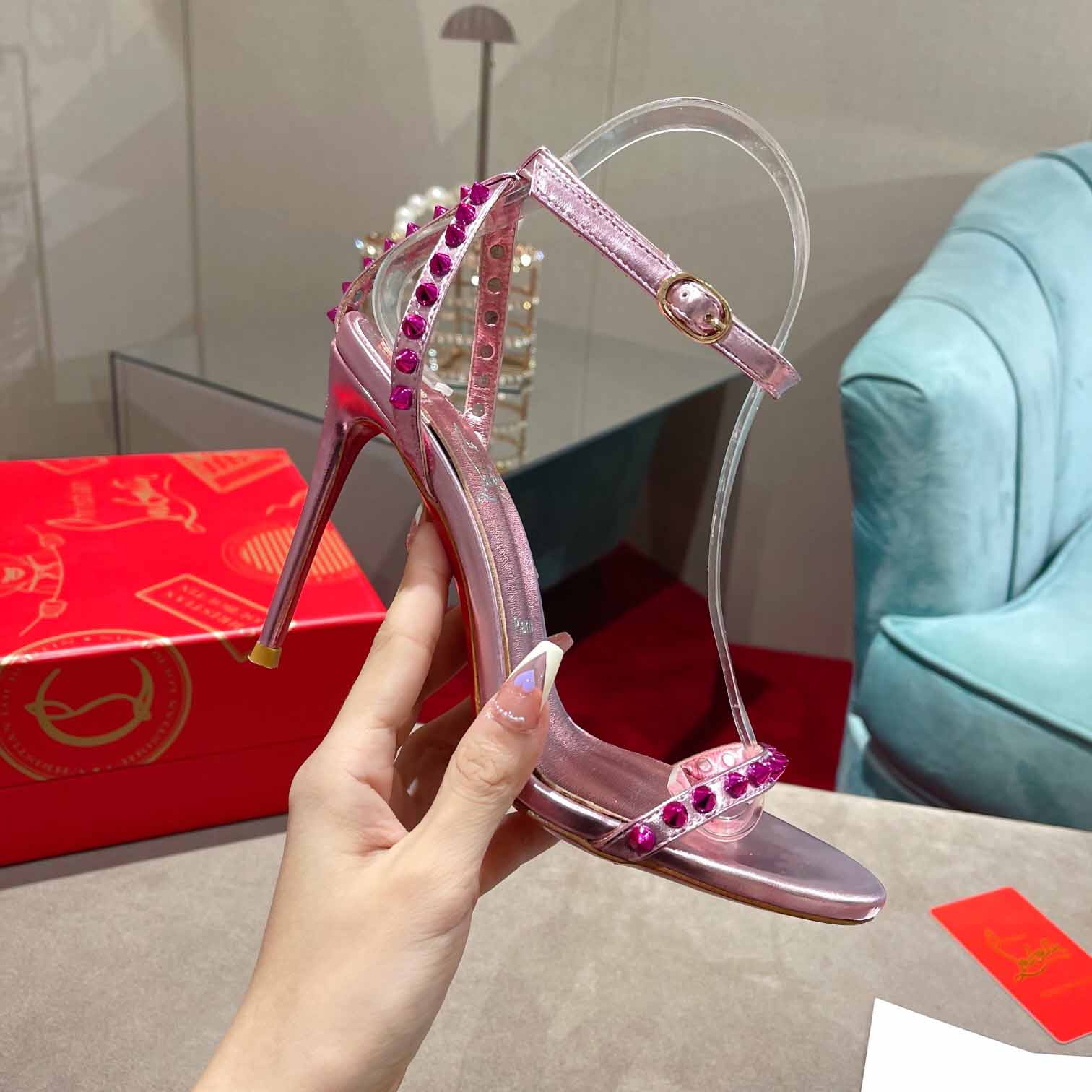 Christian Louboutin Nudes Rosalie Leather Sandals - DopestKickz