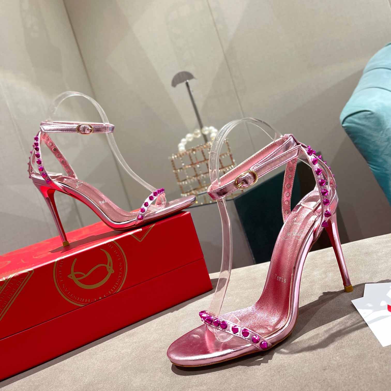 Christian Louboutin Nudes Rosalie Leather Sandals - DopestKickz