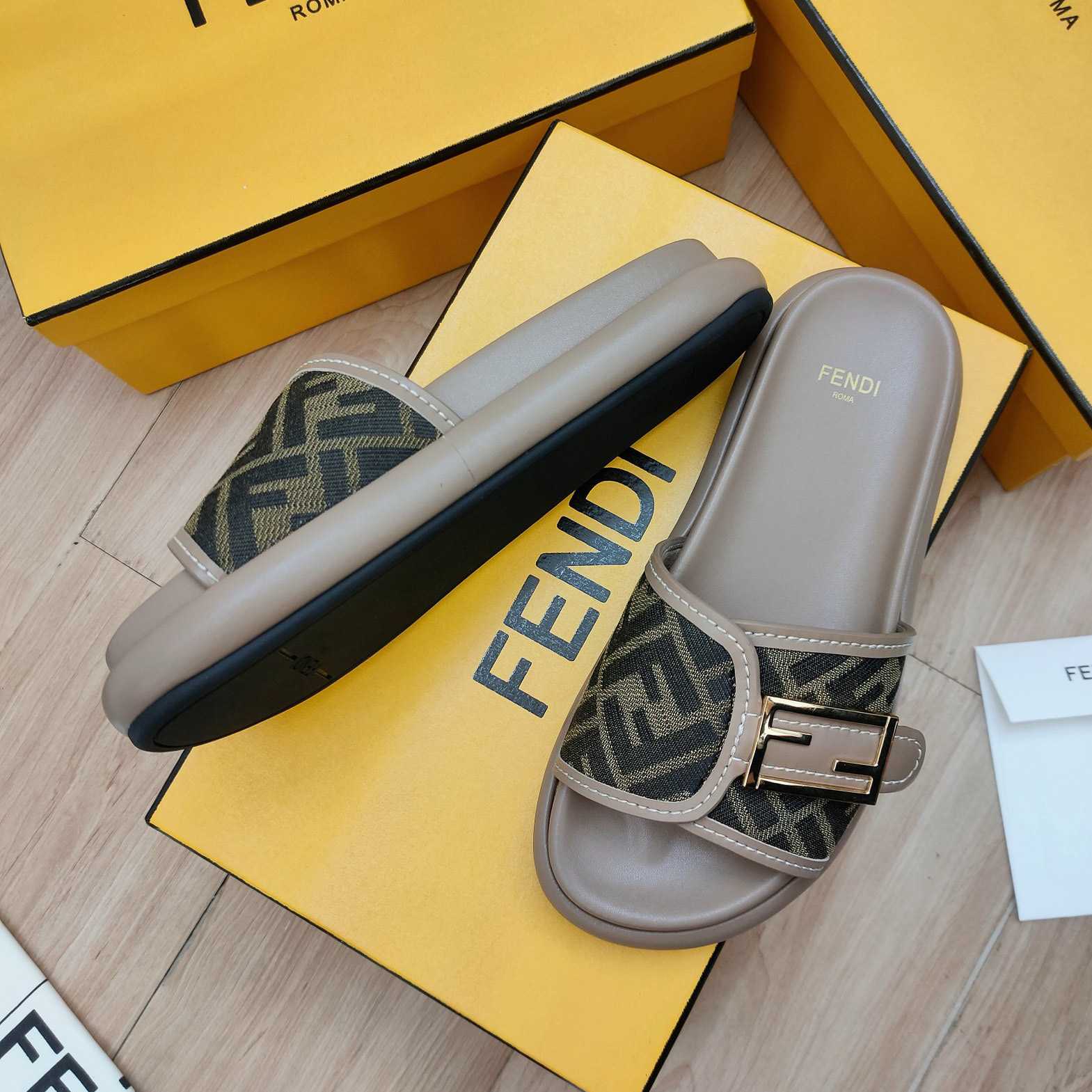Fendi Feel Fabric Slides - DopestKickz
