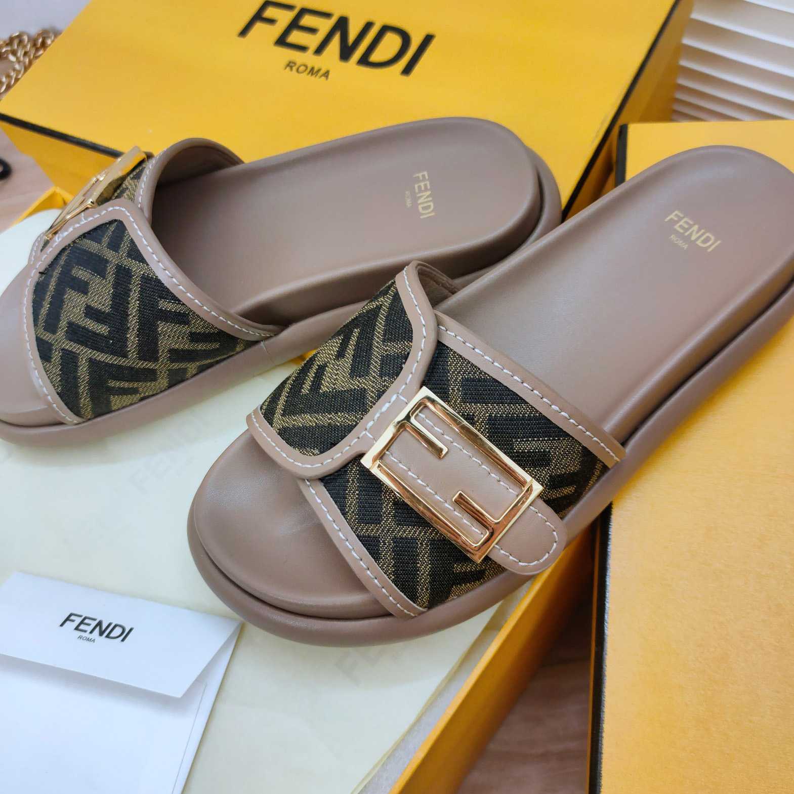 Fendi Feel Fabric Slides - DopestKickz