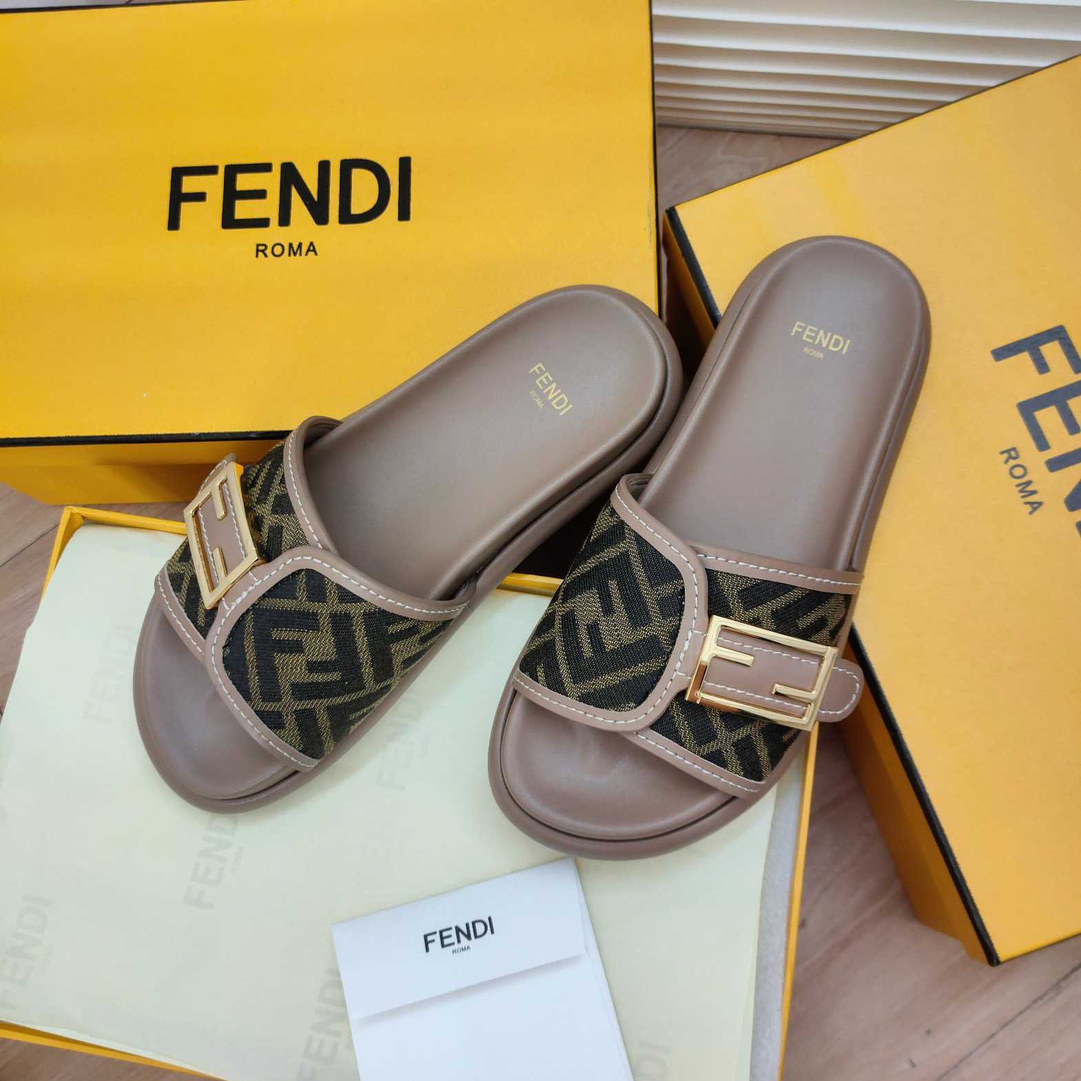 Fendi Feel Fabric Slides - DopestKickz