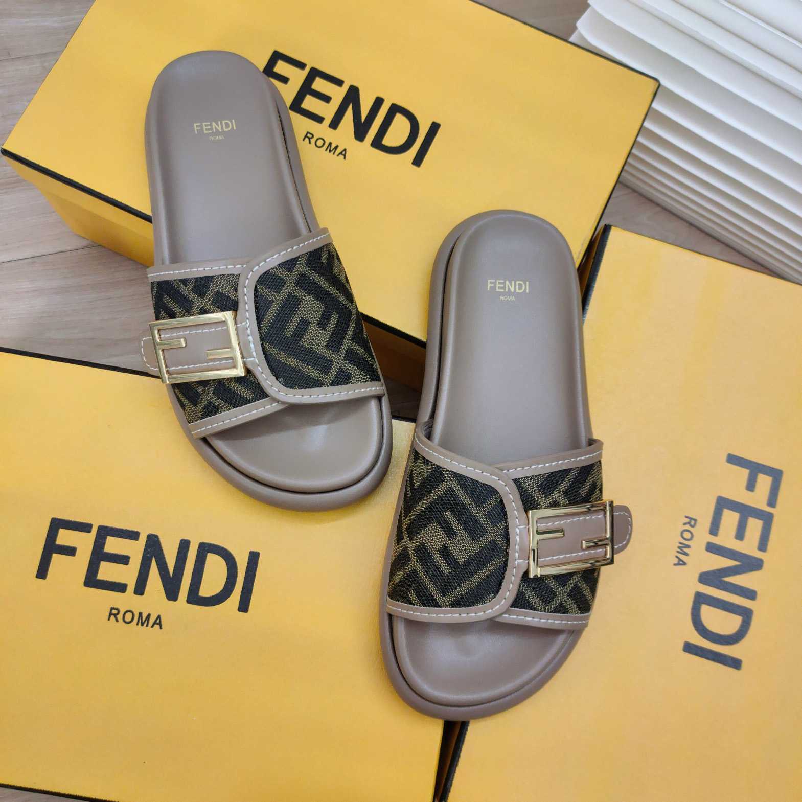 Fendi Feel Fabric Slides - DopestKickz