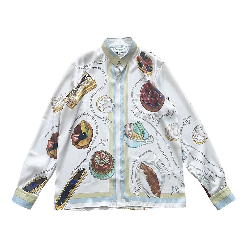 Casablanca Patisseries En Vol Cuban Collar Silk Shirt - DopestKickz