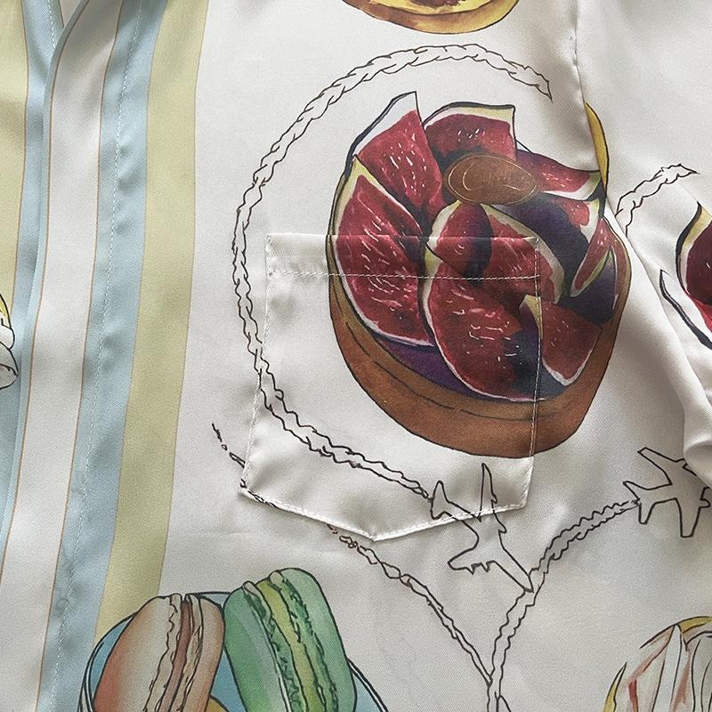 Casablanca Patisseries En Vol Cuban Collar Silk Shirt - DopestKickz