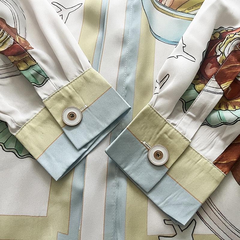 Casablanca Patisseries En Vol Cuban Collar Silk Shirt - DopestKickz