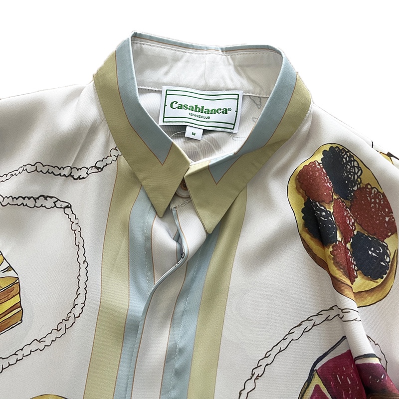 Casablanca Patisseries En Vol Cuban Collar Silk Shirt - DopestKickz