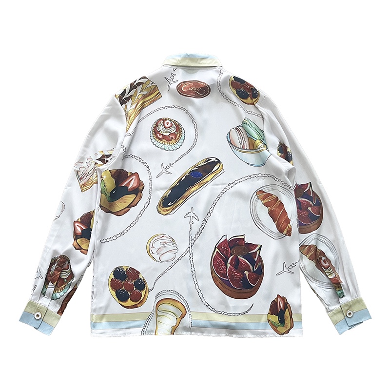 Casablanca Patisseries En Vol Cuban Collar Silk Shirt - DopestKickz