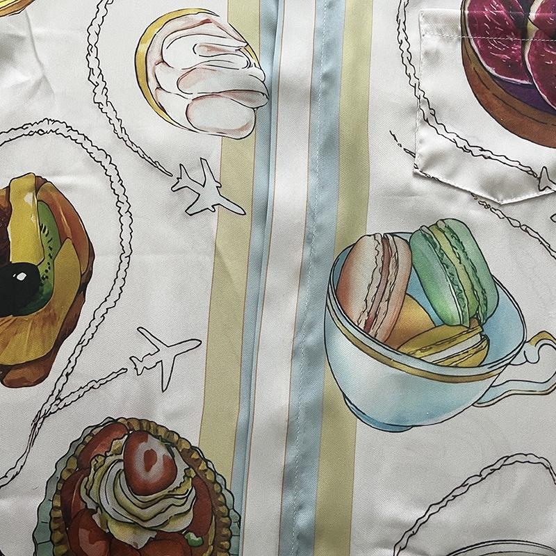 Casablanca Patisseries En Vol Cuban Collar Silk Shirt - DopestKickz