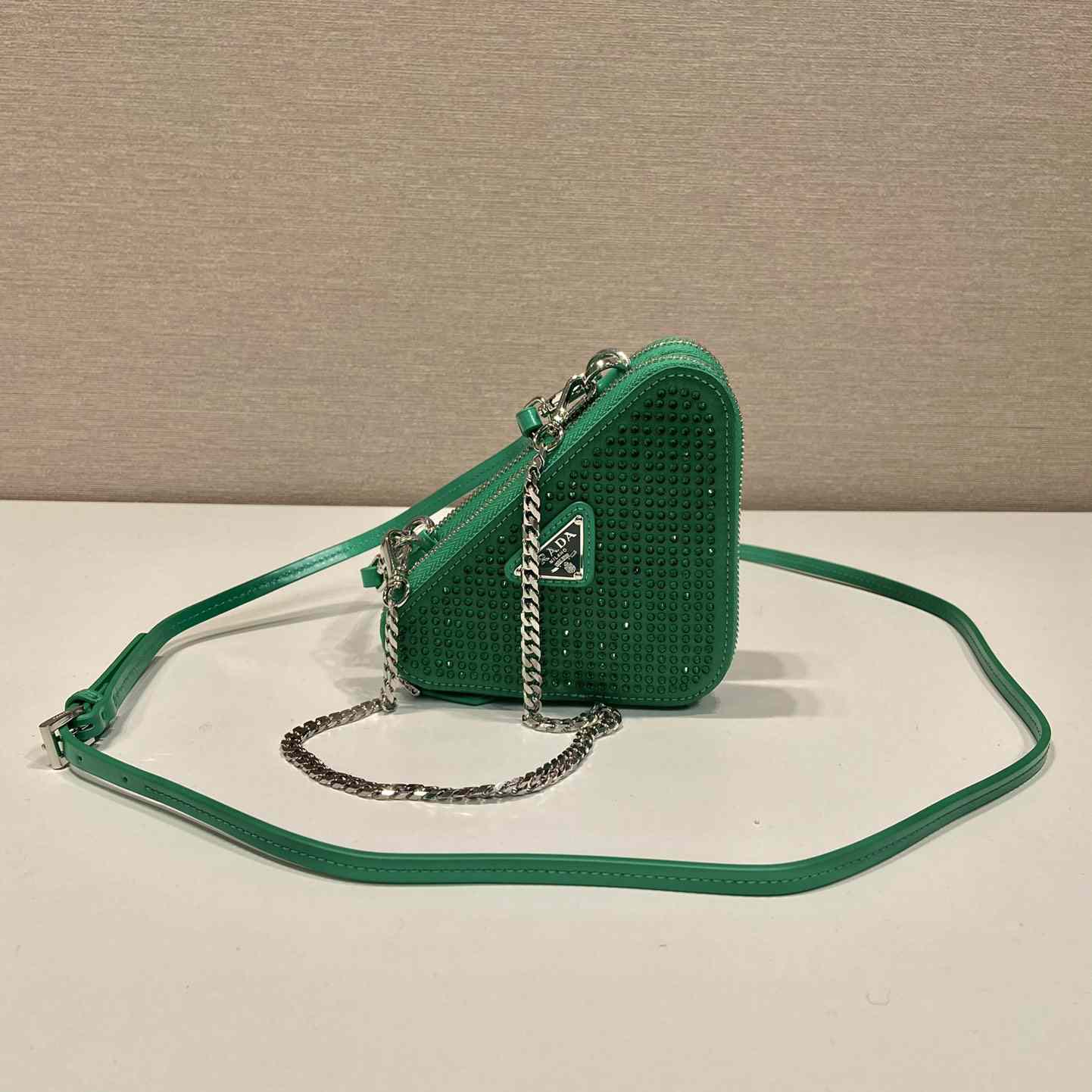 Prada Embellished Satin And Leather Mini-Pouch - DopestKickz