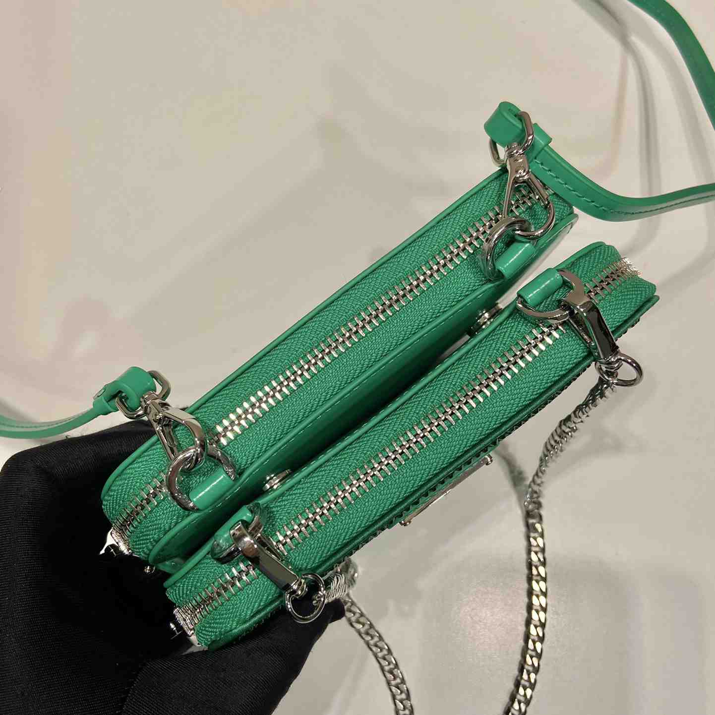 Prada Embellished Satin And Leather Mini-Pouch - DopestKickz