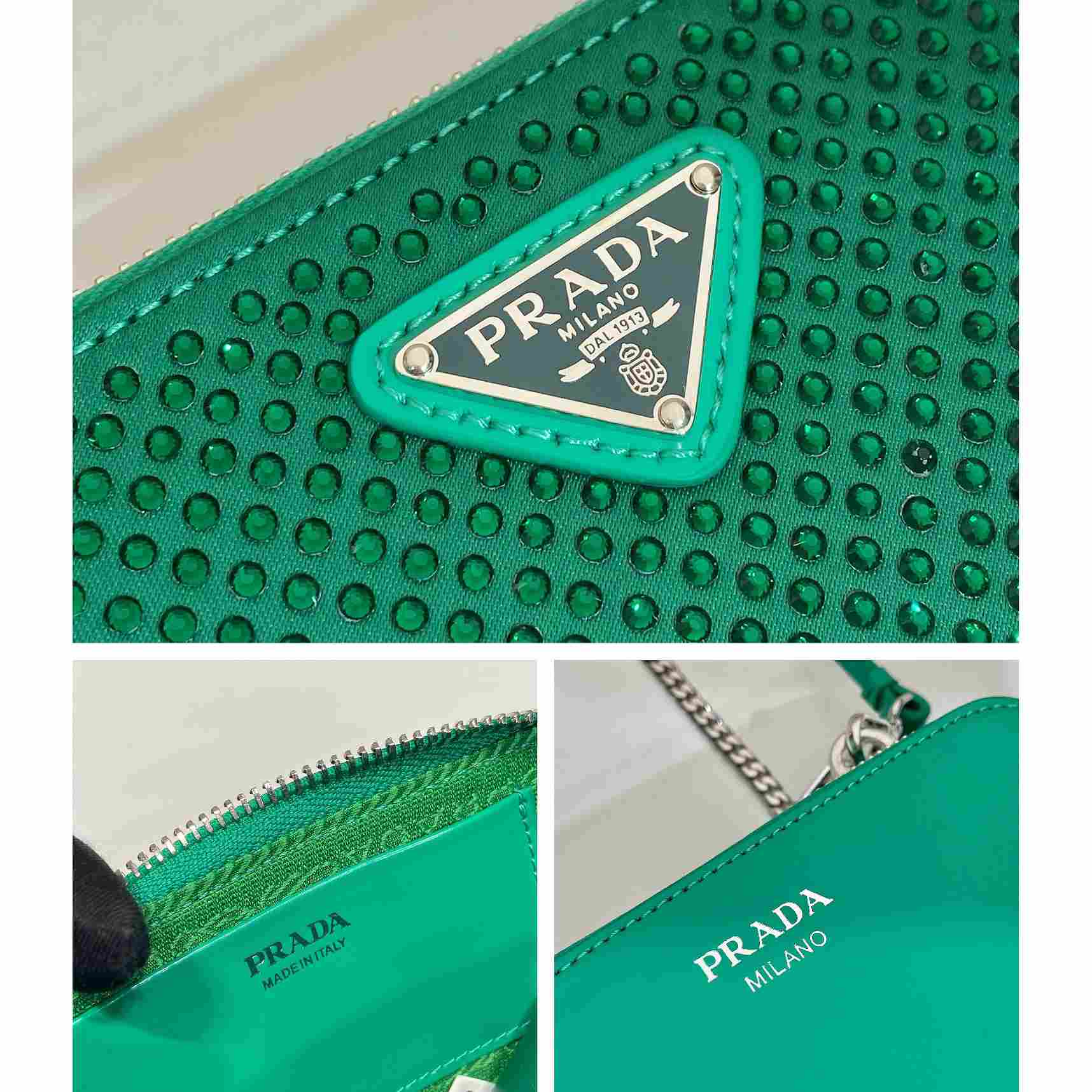 Prada Embellished Satin And Leather Mini-Pouch - DopestKickz