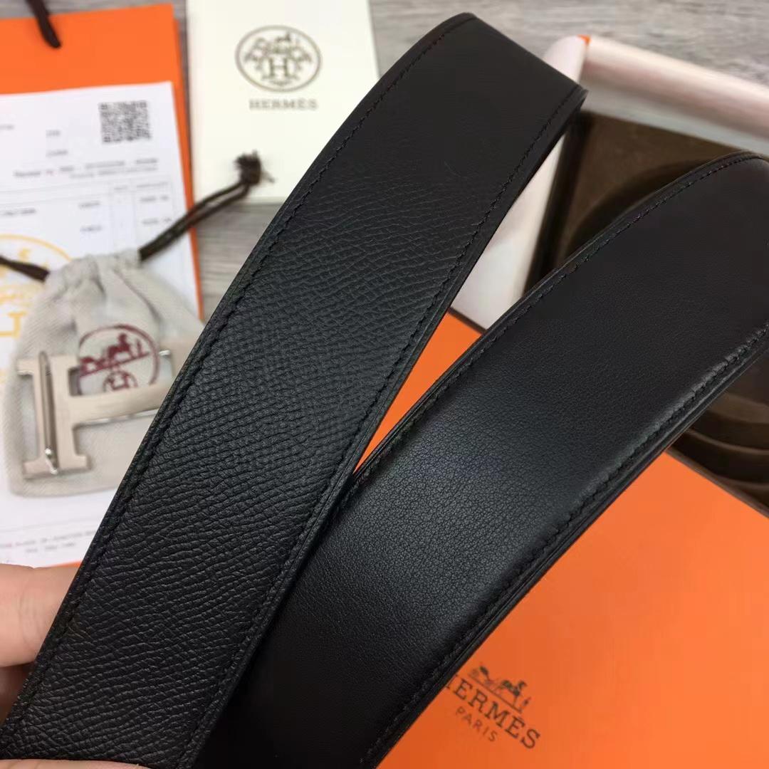 Hermes Black Leather Belt - DopestKickz
