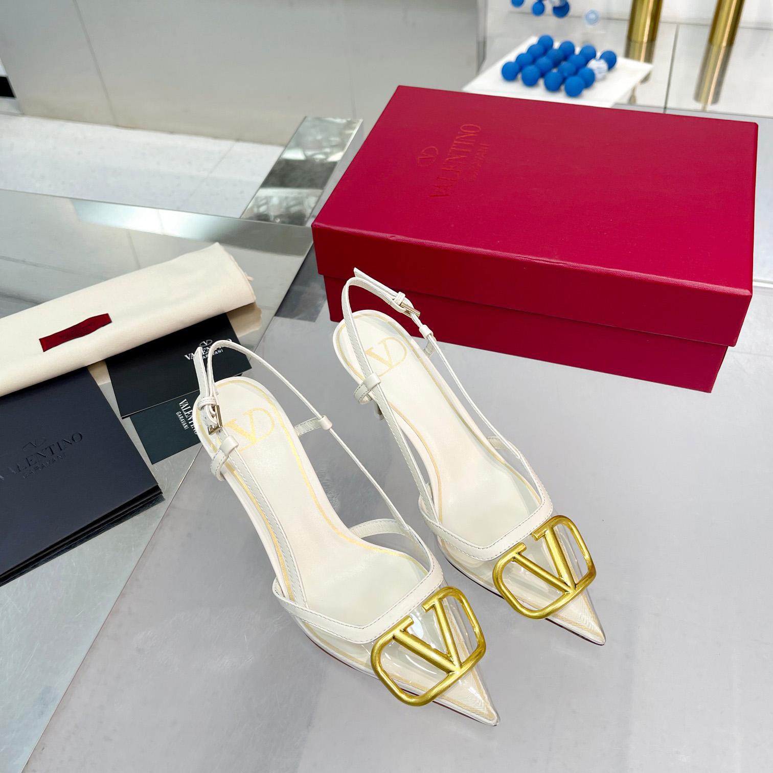 Valenti VLogo Signature Slingback Pump In Transparent Polymer Material  80MM - DopestKickz