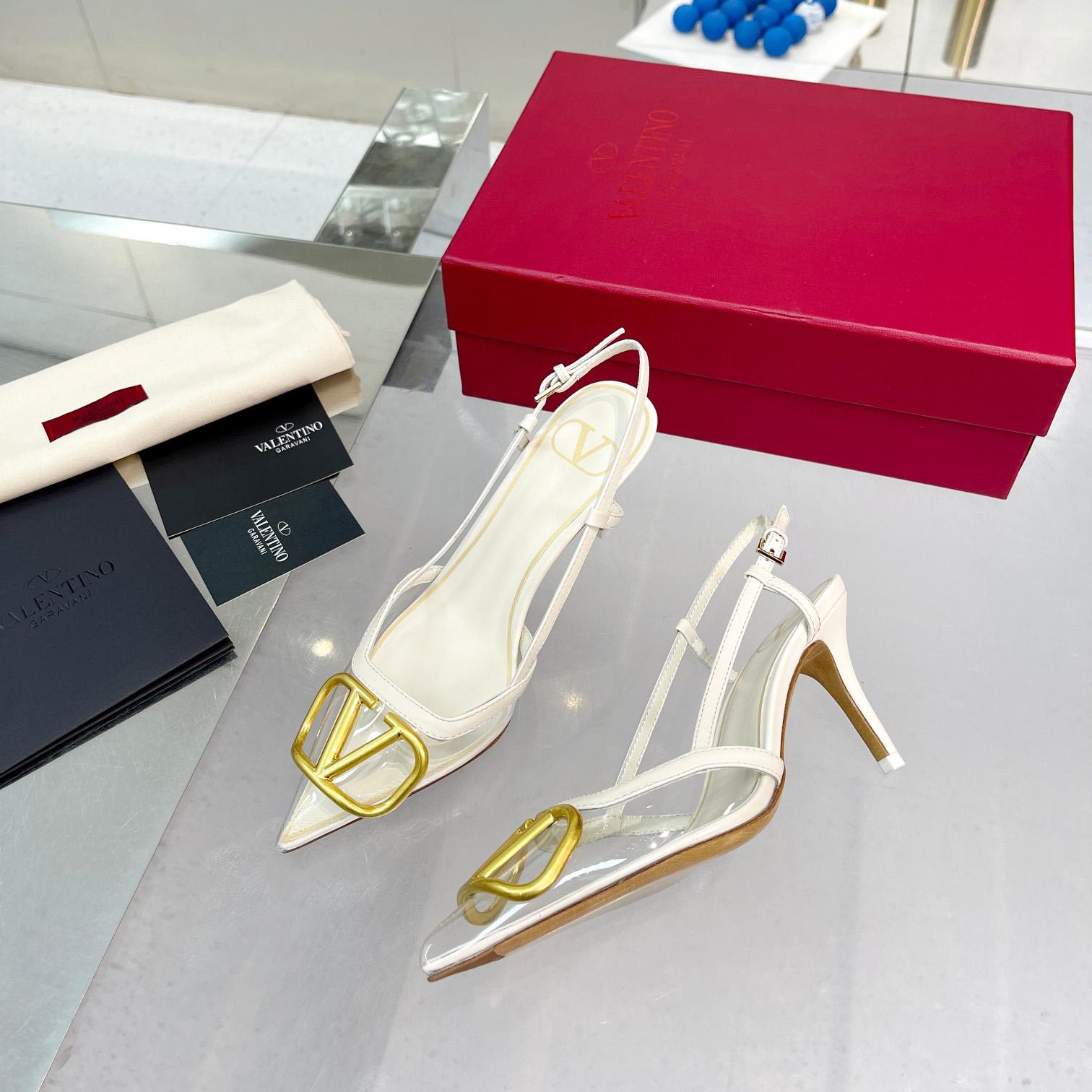 Valenti VLogo Signature Slingback Pump In Transparent Polymer Material  80MM - DopestKickz