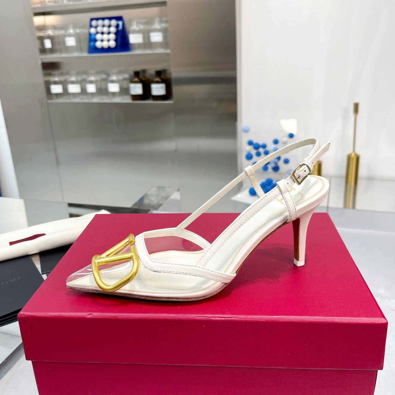 Valenti VLogo Signature Slingback Pump In Transparent Polymer Material  80MM - DopestKickz