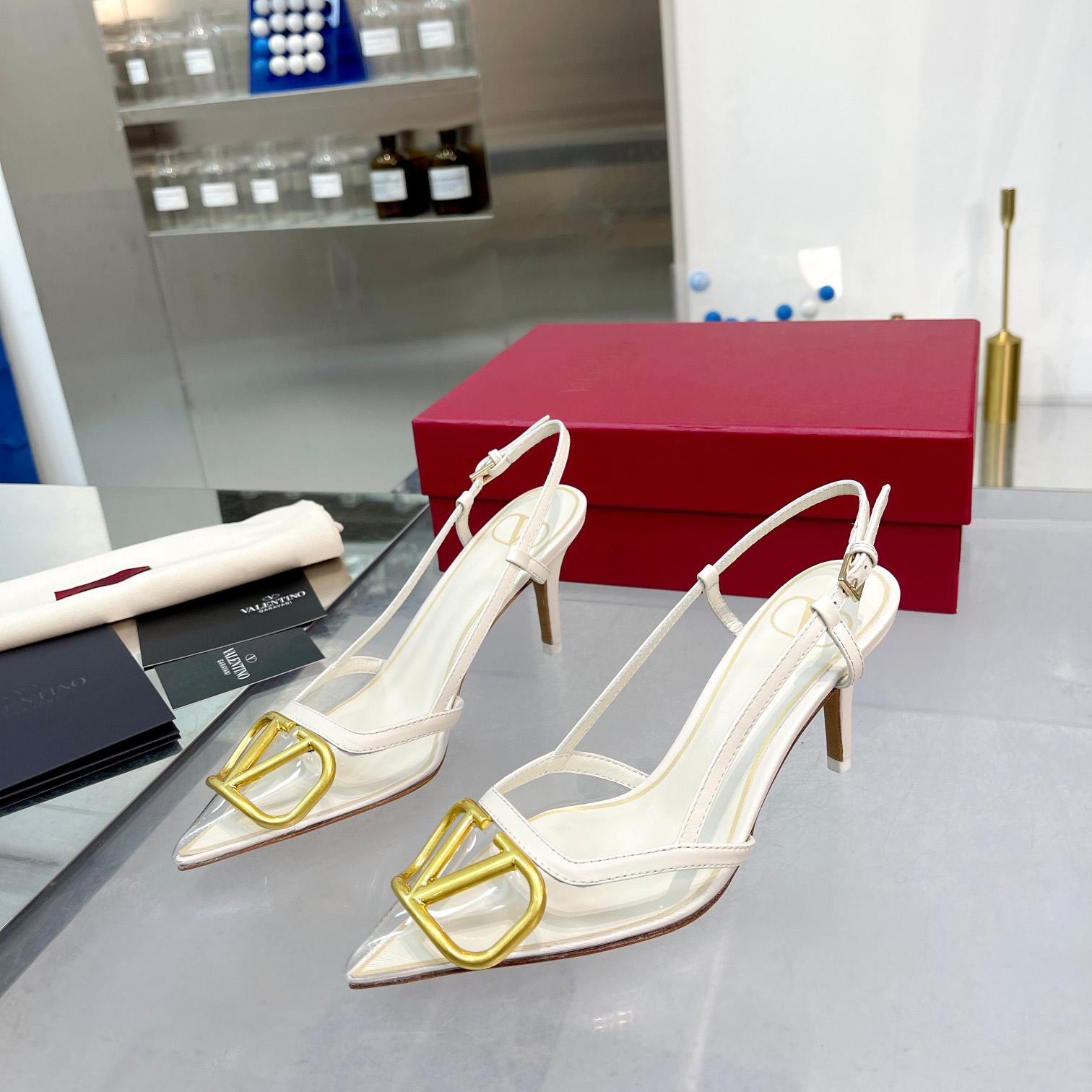 Valenti VLogo Signature Slingback Pump In Transparent Polymer Material  80MM - DopestKickz