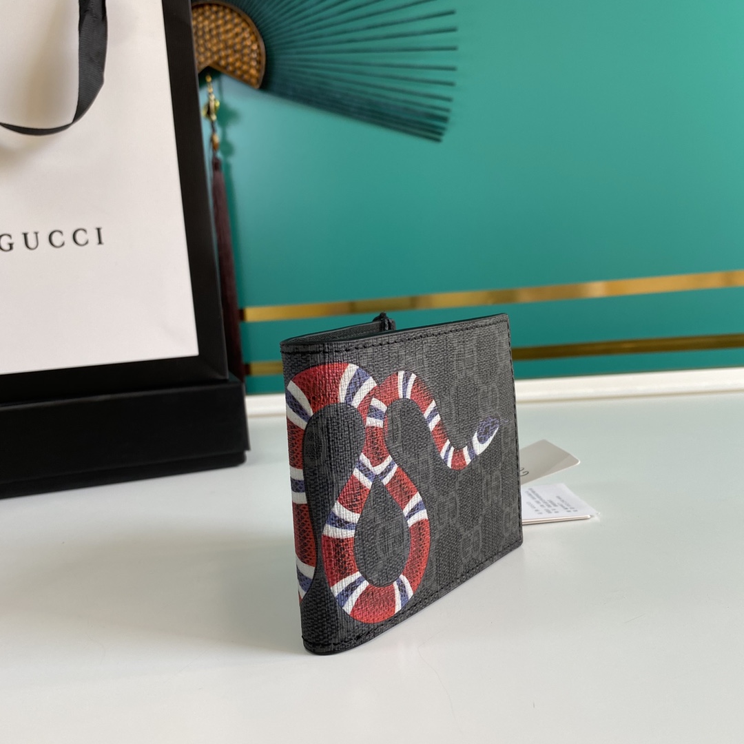 Gucci Kingsnake Print GG Supreme Wallet(11-9-1.5cm)    - DopestKickz