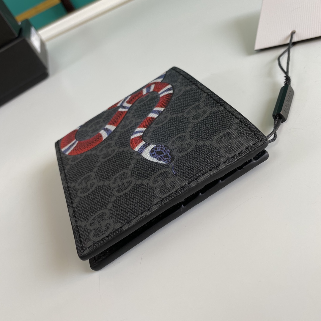 Gucci Kingsnake Print GG Supreme Wallet(11-9-1.5cm)    - DopestKickz