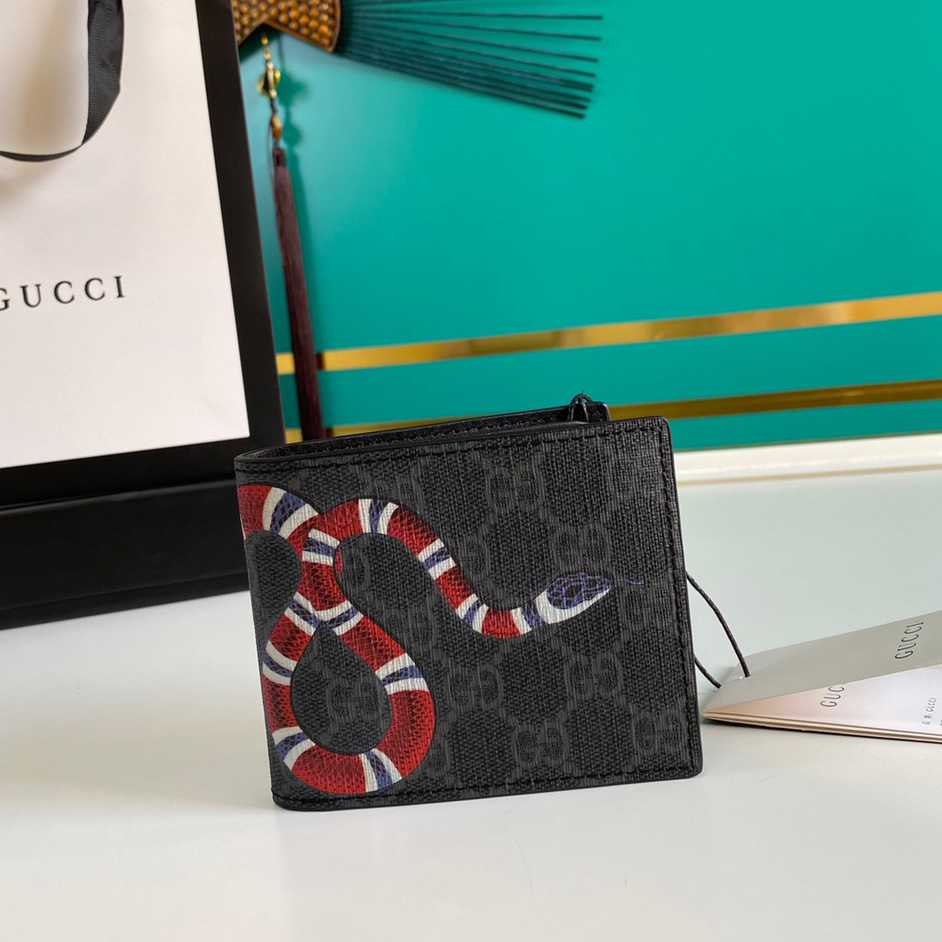 Gucci Kingsnake Print GG Supreme Wallet(11-9-1.5cm)    - DopestKickz