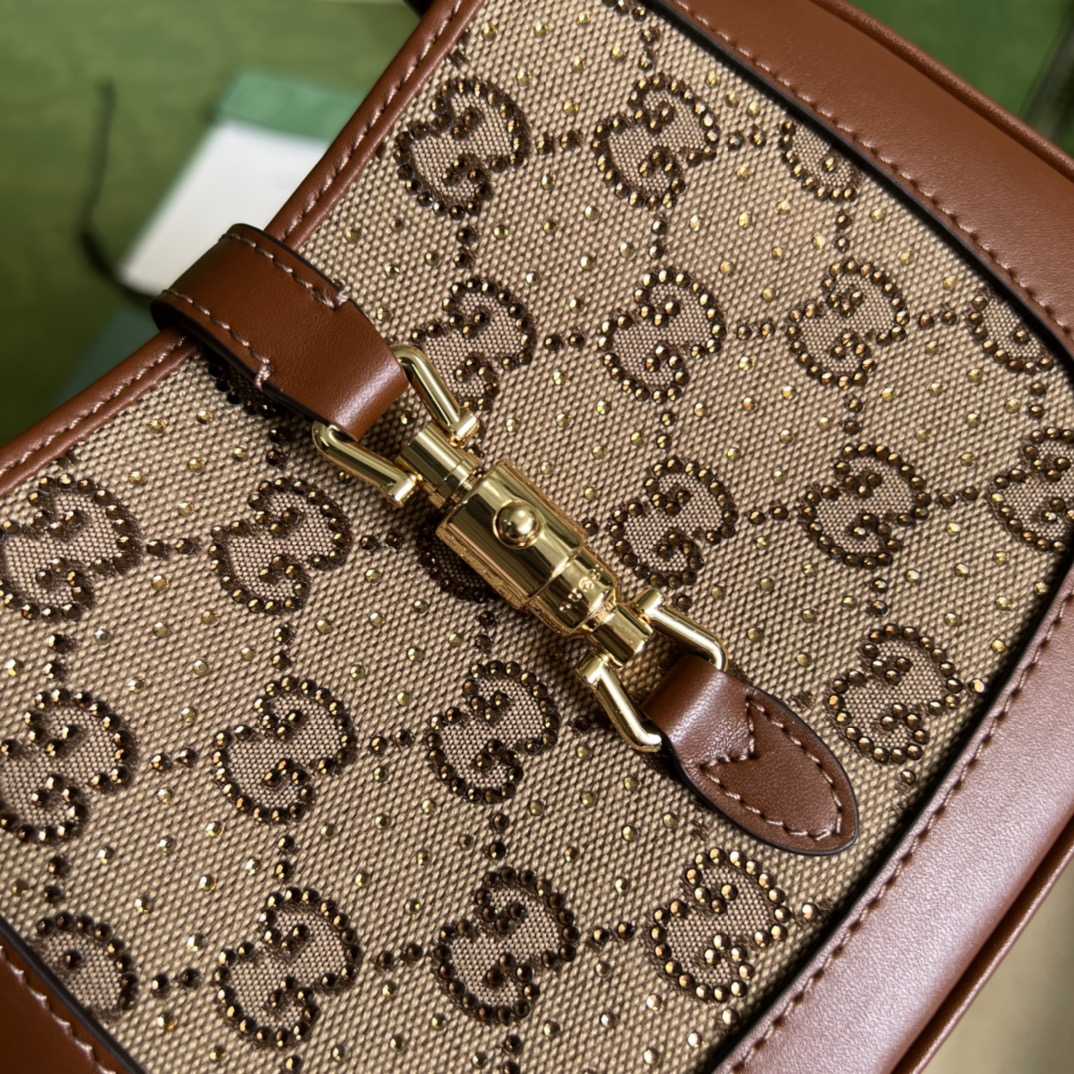 Gucci Jackie 1961 Crystal GG Mini Shoulder Bag(19x13x13cm)   - DopestKickz