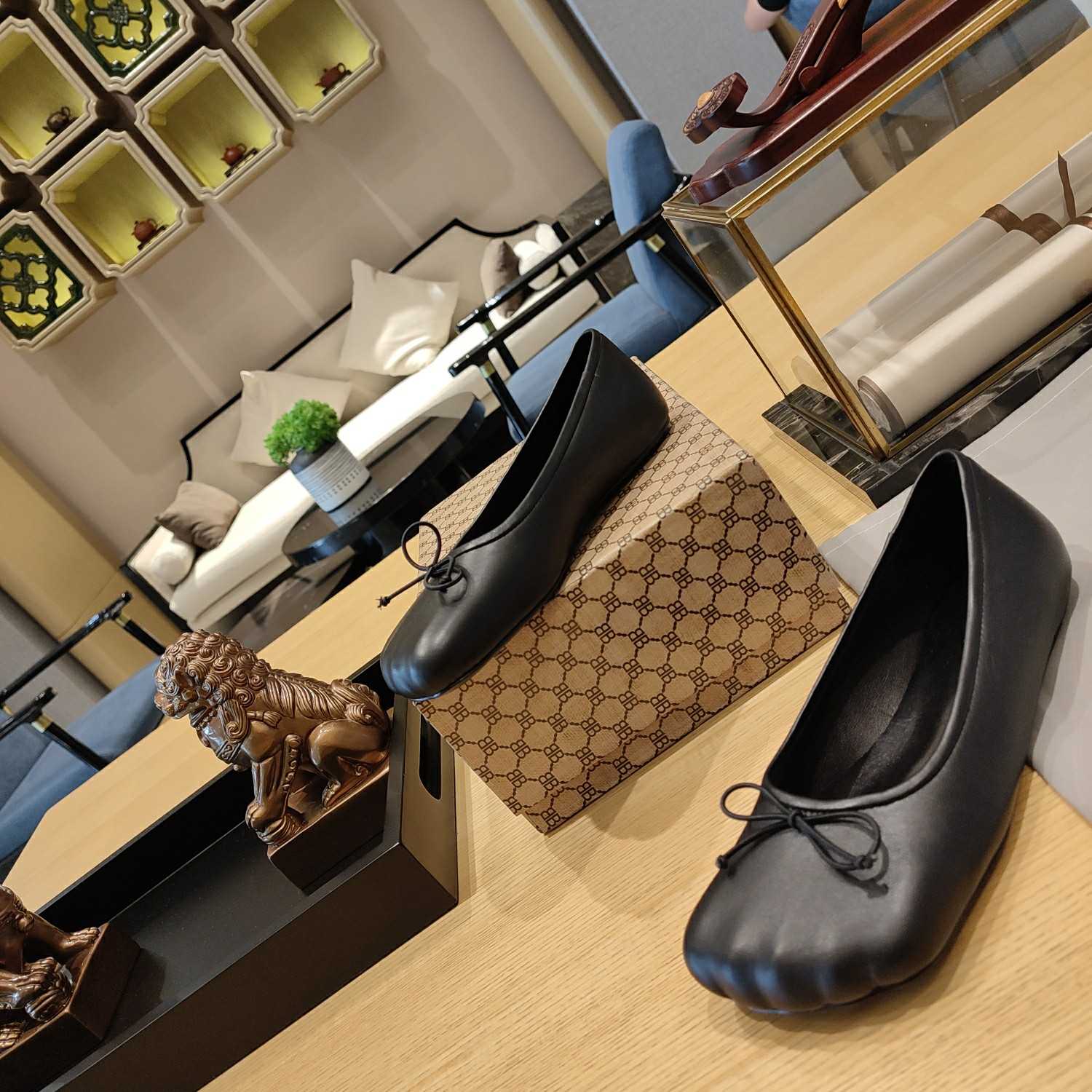 Balenciaga Women's Black Fetish Ballerina Flats - DopestKickz