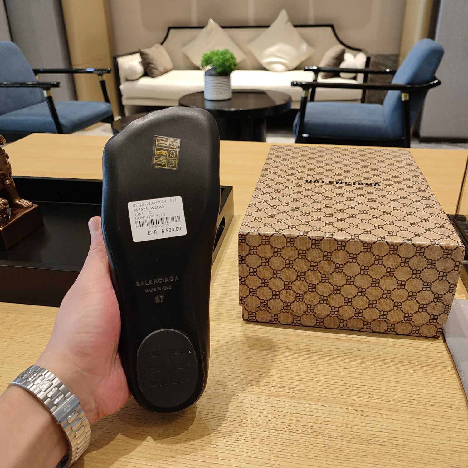 Balenciaga Women's Black Fetish Ballerina Flats - DopestKickz