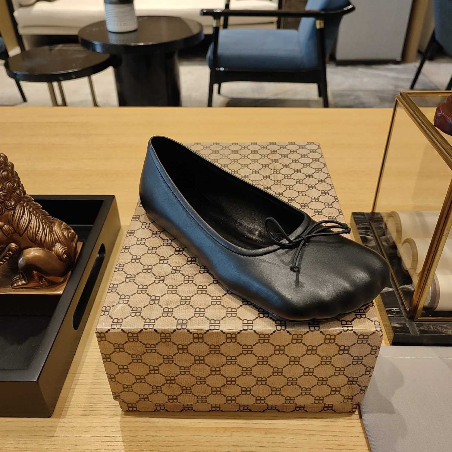 Balenciaga Women's Black Fetish Ballerina Flats - DopestKickz