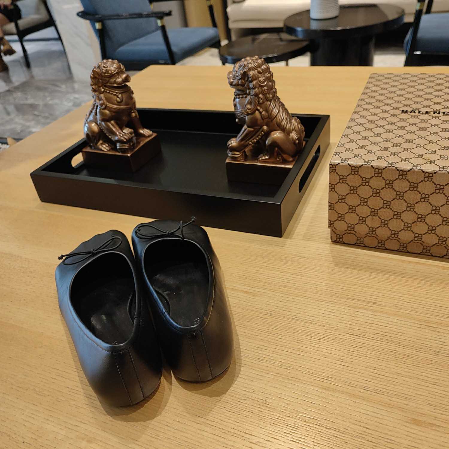 Balenciaga Women's Black Fetish Ballerina Flats - DopestKickz