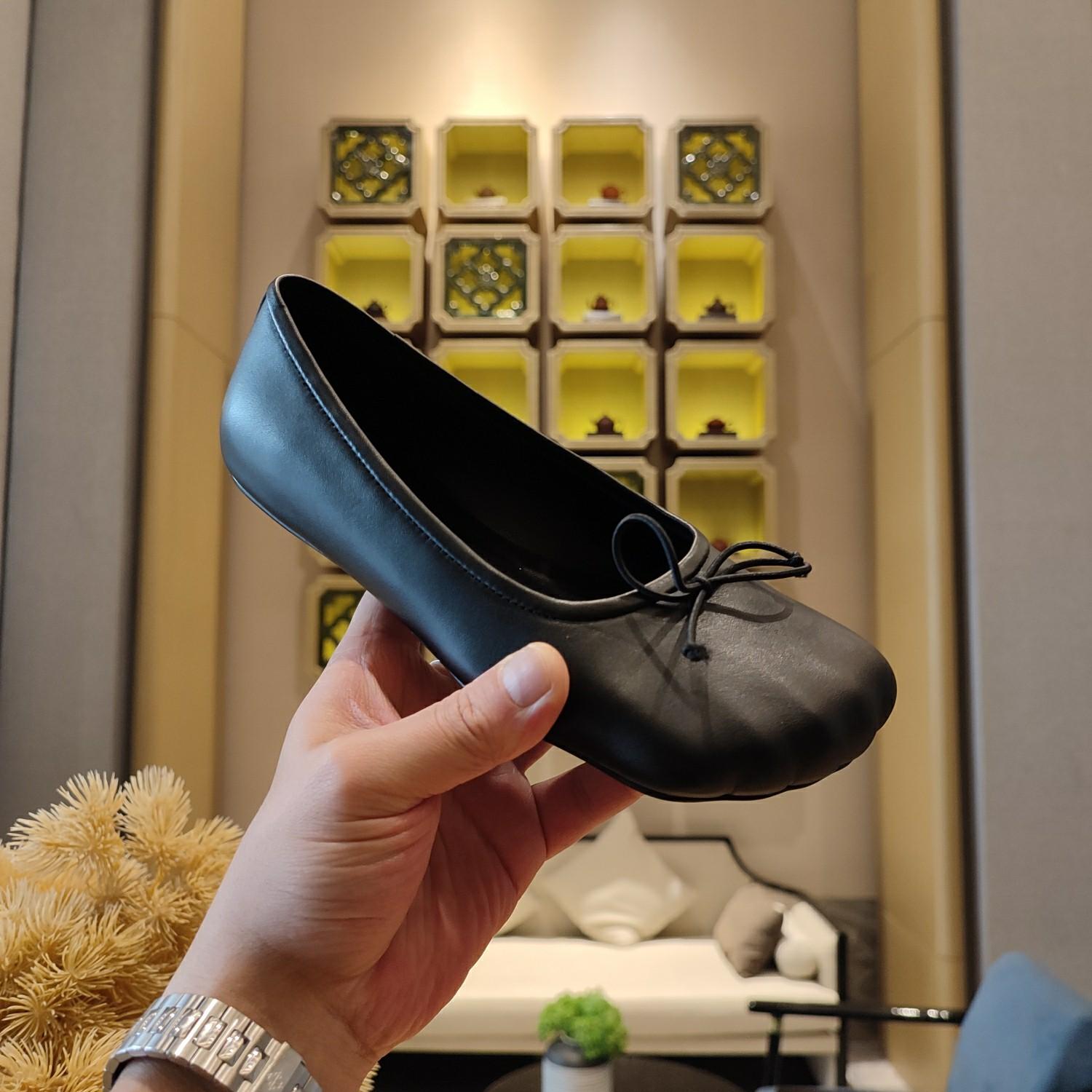 Balenciaga Women's Black Fetish Ballerina Flats - DopestKickz