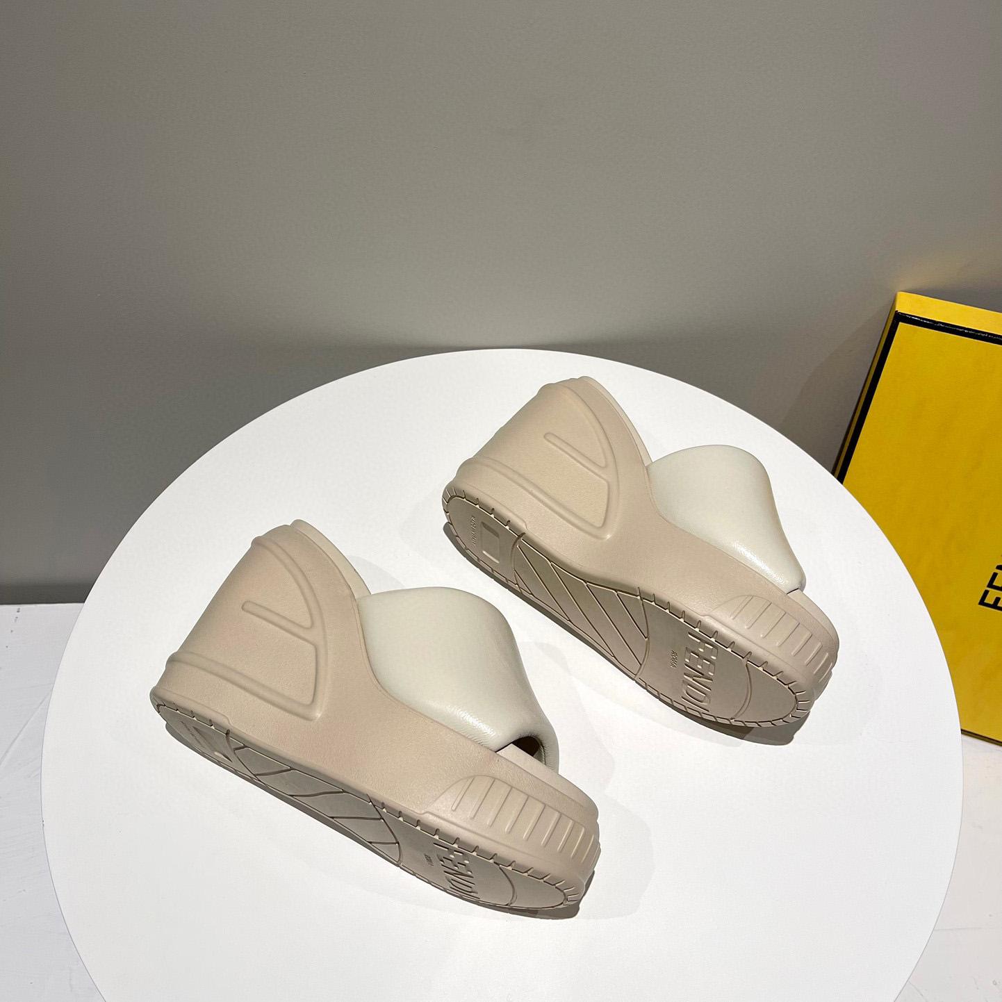 Fendi Fashion Show Beige Nappa Leather Slides - DopestKickz
