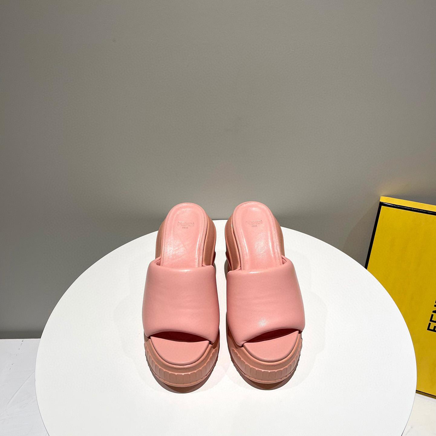 Fendi Fashion Show Pink Nappa Leather Slides - DopestKickz