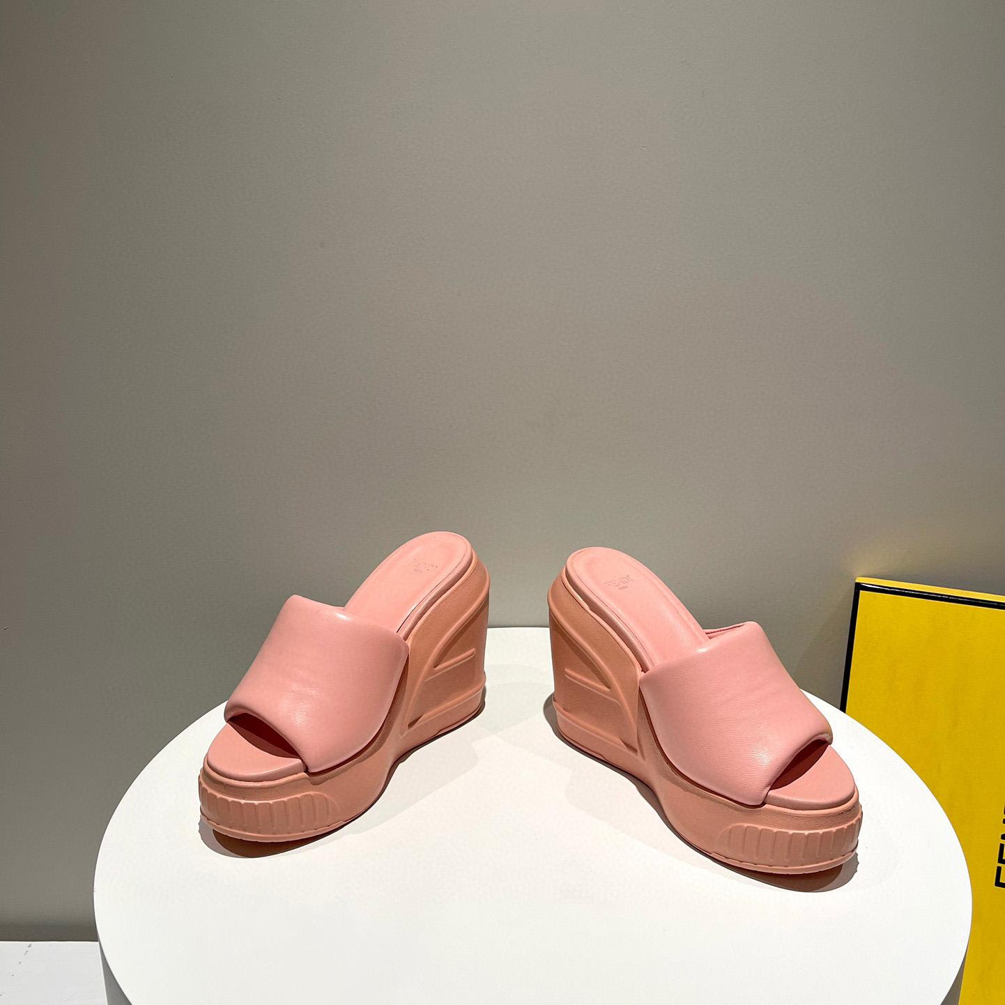 Fendi Fashion Show Pink Nappa Leather Slides - DopestKickz