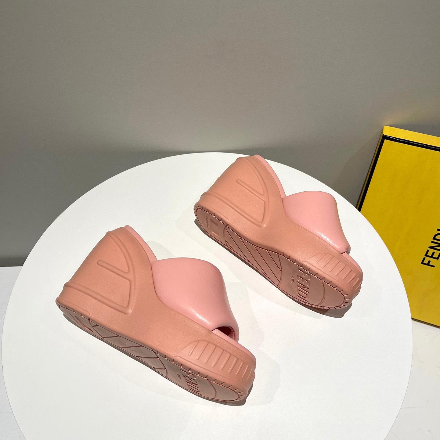 Fendi Fashion Show Pink Nappa Leather Slides - DopestKickz