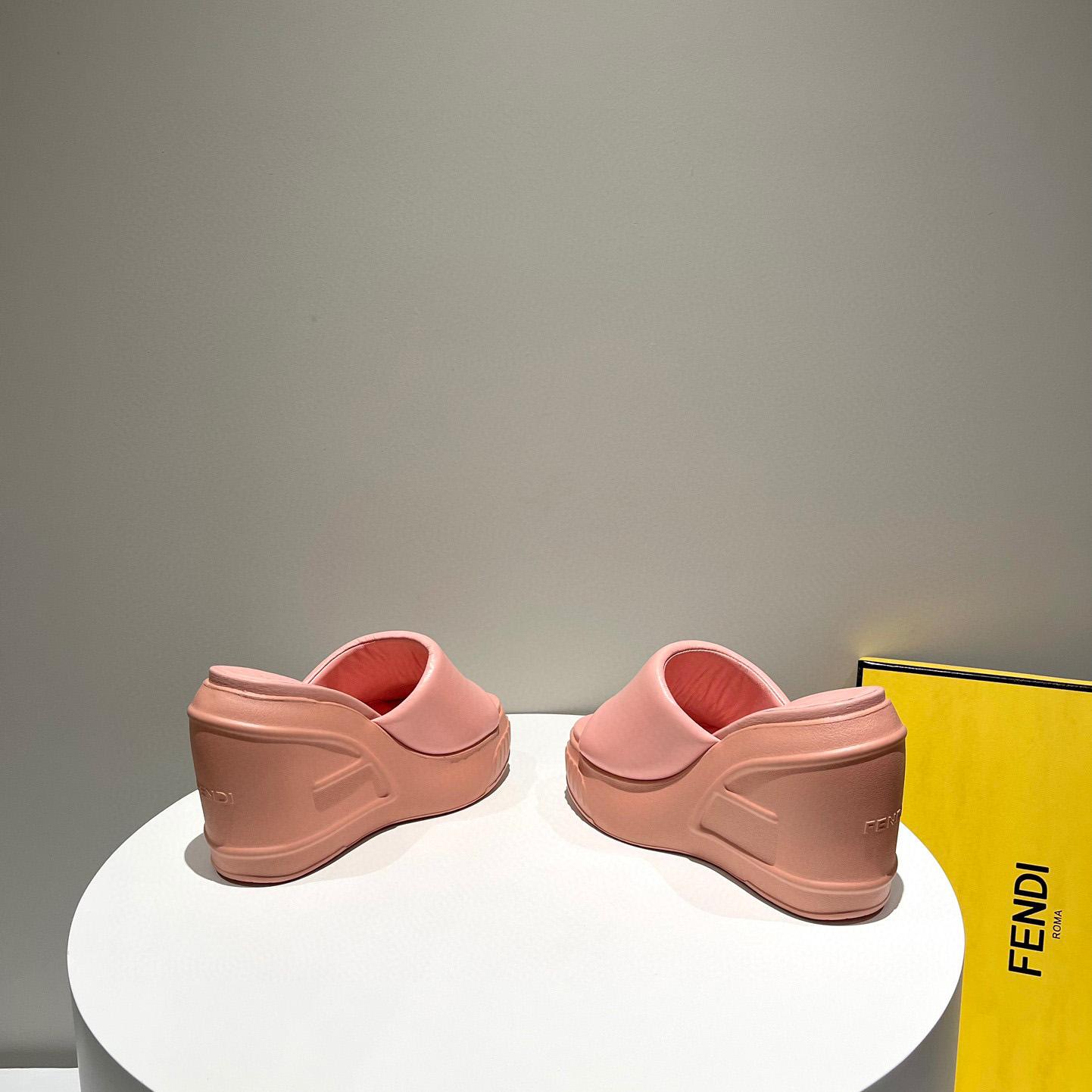Fendi Fashion Show Pink Nappa Leather Slides - DopestKickz