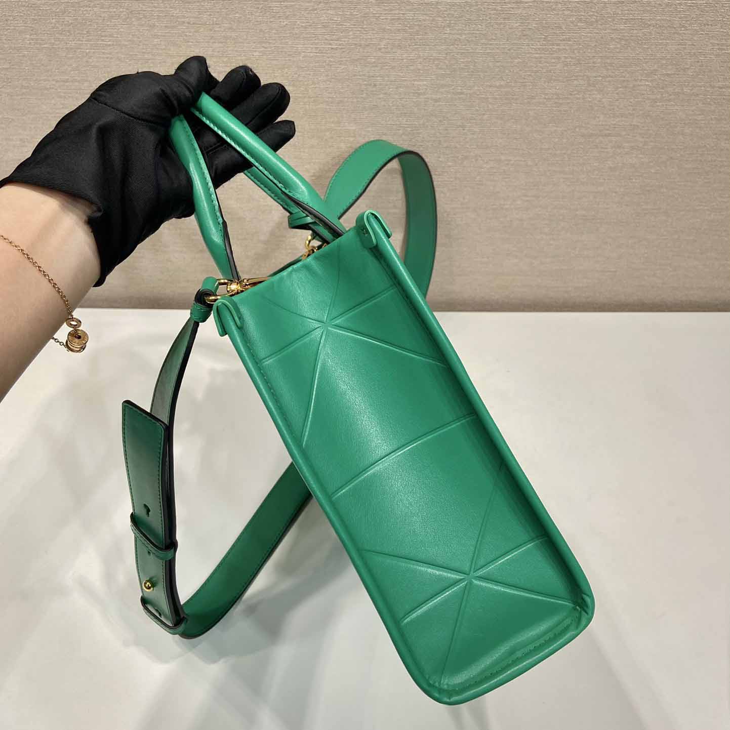 Prada Small Leather Prada Symbole Bag With Topstitching - DopestKickz