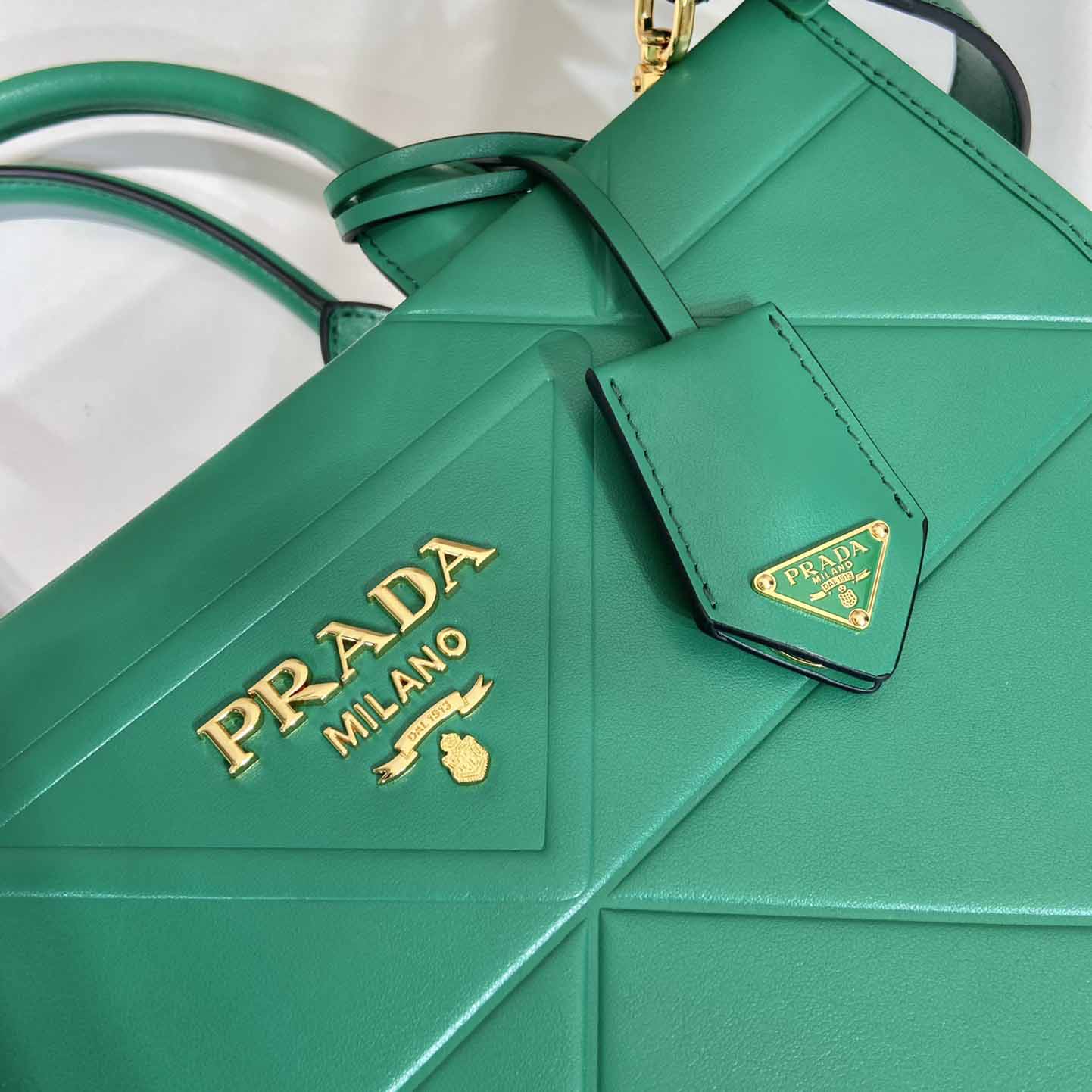 Prada Small Leather Prada Symbole Bag With Topstitching - DopestKickz