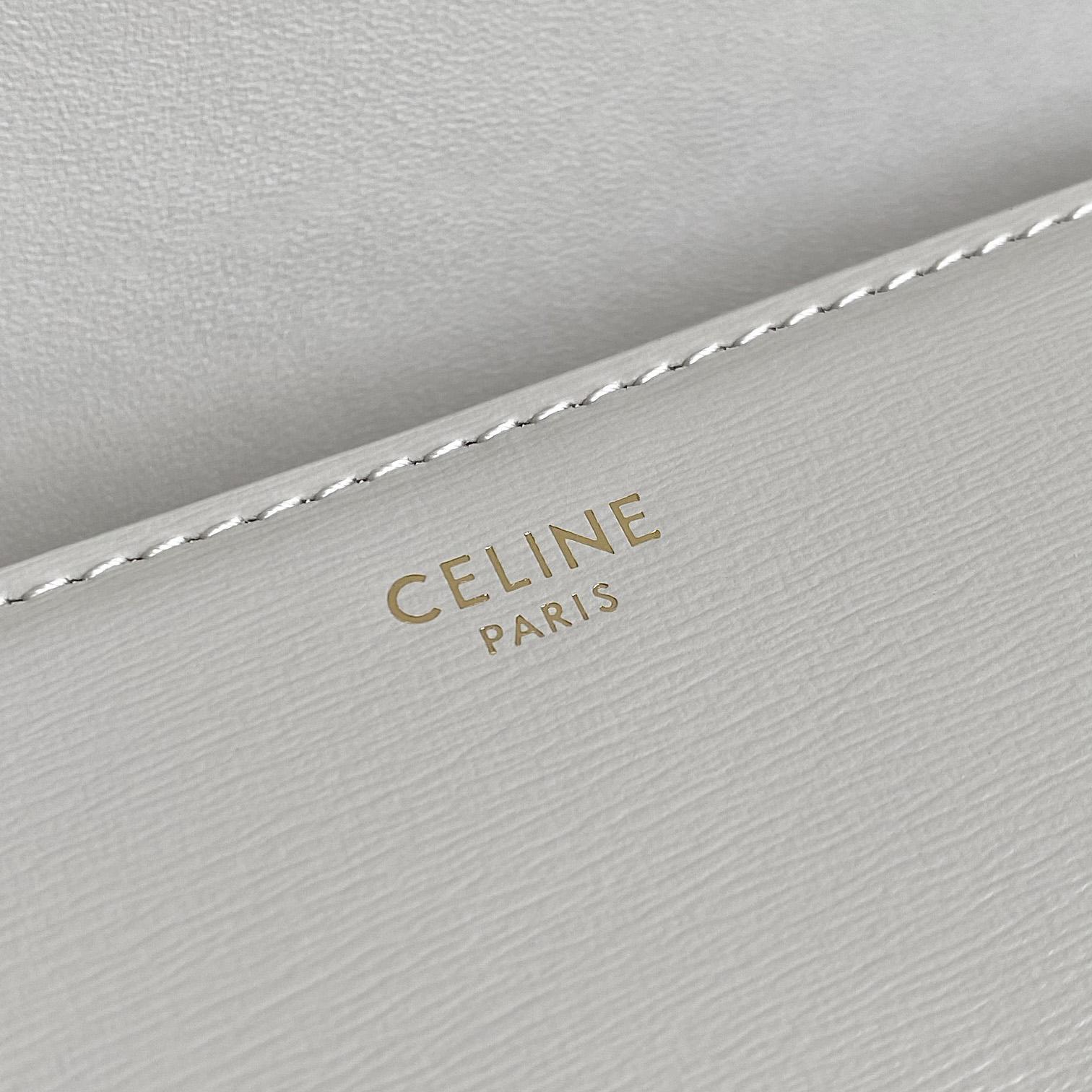 Celine Chain Shoulder Bag Triomphe In Shiny Calfskin - DopestKickz