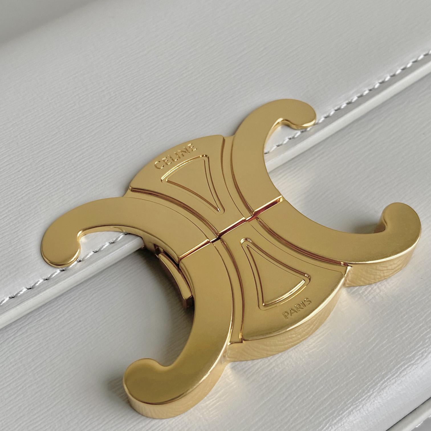 Celine Chain Shoulder Bag Triomphe In Shiny Calfskin - DopestKickz